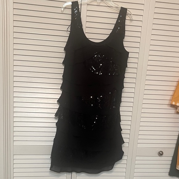 S.L. Fashions Dresses & Skirts - S.L. Fashions Black Sequin Tiered Dress